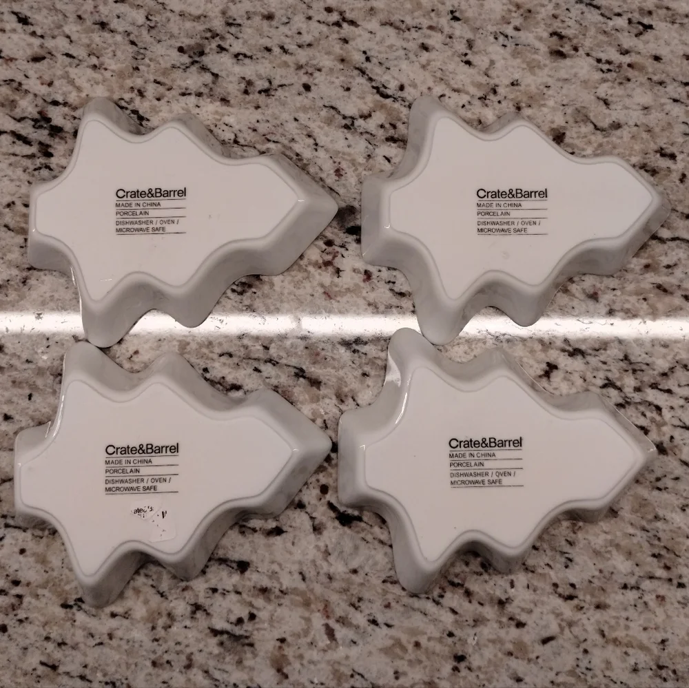 Crate & Barrel Porcelain Dishes Tree Set of 4